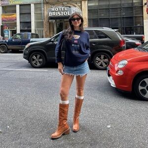 REFORMATION Frances Knee High Boots in Whiskey Leather 7